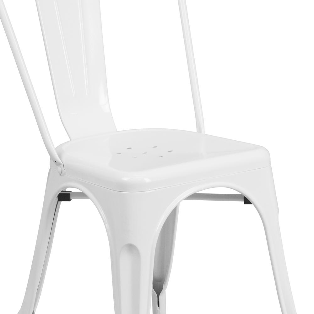 Commercial Grade White Metal Indoor-Outdoor Stackable Chair. Picture 7