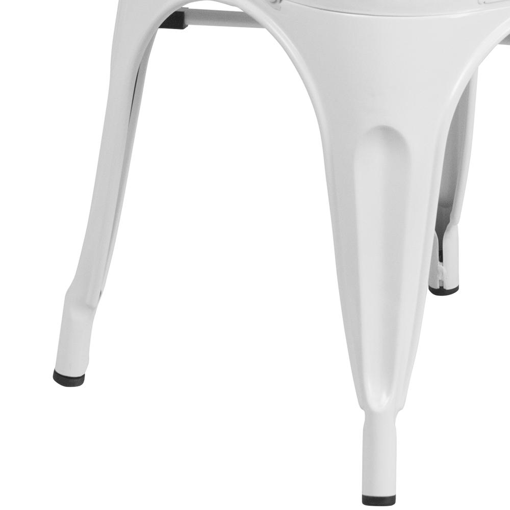 Commercial Grade White Metal Indoor-Outdoor Stackable Chair. Picture 8
