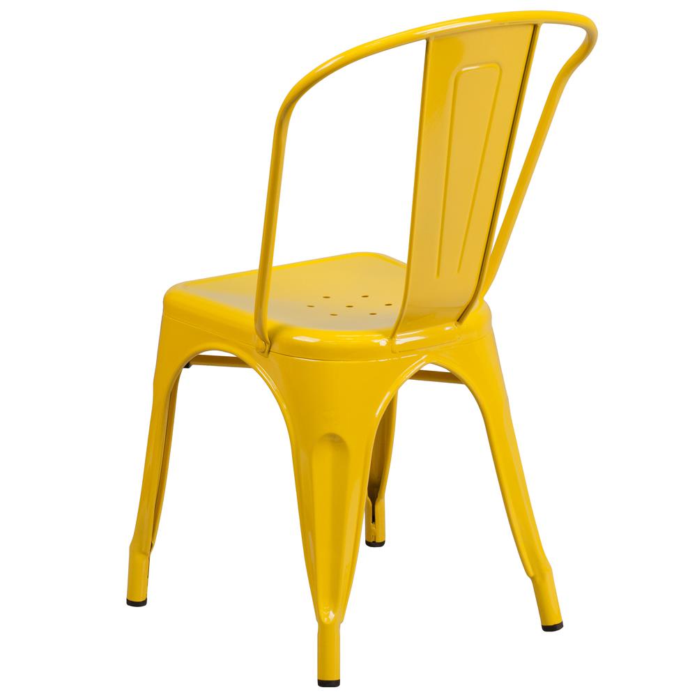 Commercial Grade Yellow Metal Indoor-Outdoor Stackable Chair. Picture 4