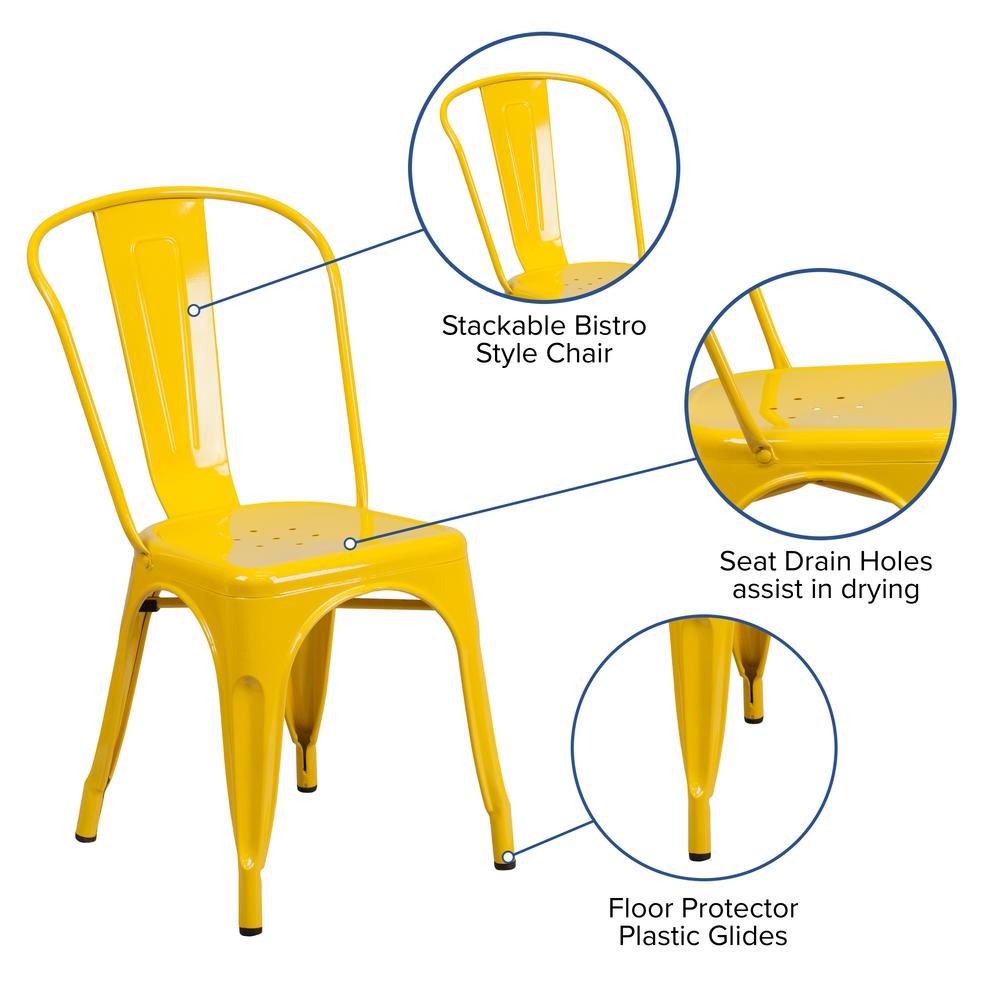 Commercial Grade Yellow Metal Indoor-Outdoor Stackable Chair. Picture 6