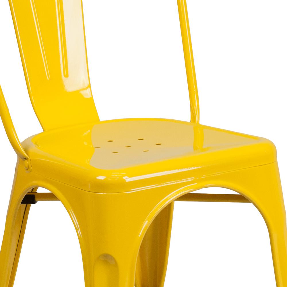 Commercial Grade Yellow Metal Indoor-Outdoor Stackable Chair. Picture 7