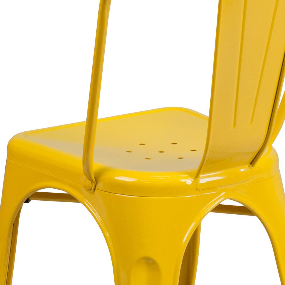 Commercial Grade Yellow Metal Indoor-Outdoor Stackable Chair. Picture 8