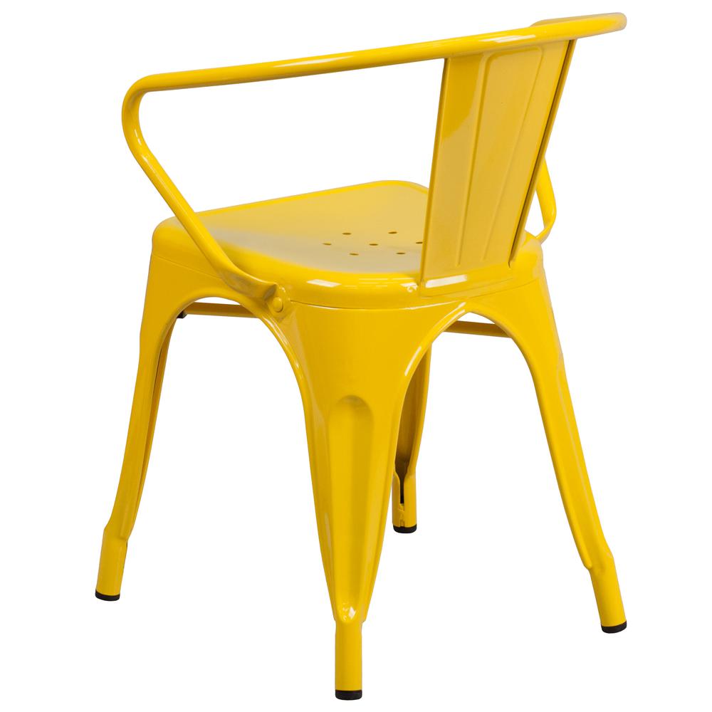 Commercial Grade Yellow Metal Indoor-Outdoor Chair with Arms. Picture 4