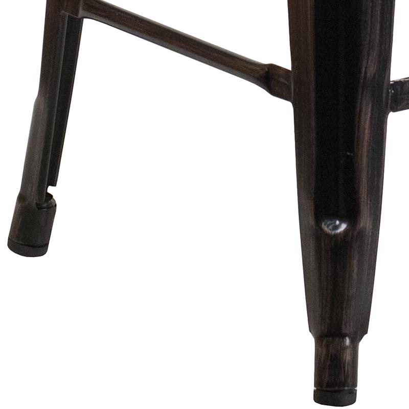 Commercial Grade 24" High Backless Black-Antique Gold Metal Indoor-Outdoor Counter Height Stool with Square Seat. Picture 9