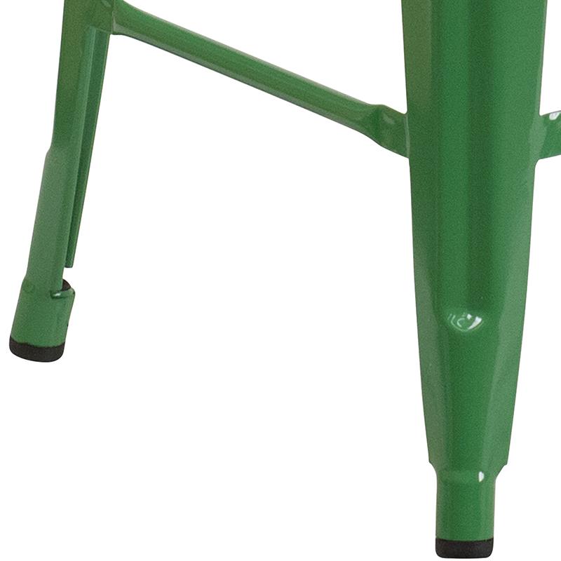 Commercial Grade 24" High Backless Green Metal Indoor-Outdoor Counter Height Stool with Square Seat. Picture 9