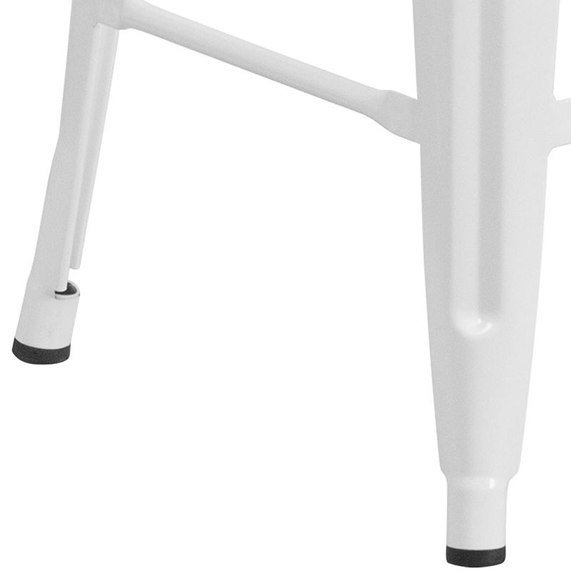 Commercial Grade 24" High Backless White Metal Indoor-Outdoor Counter Height Stool with Square Seat. Picture 4