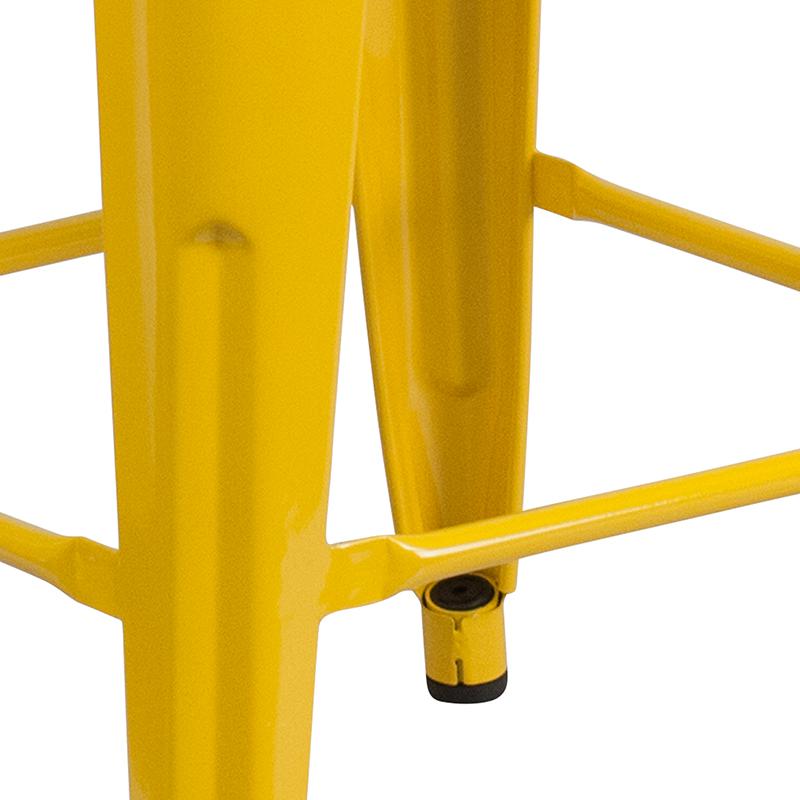 Commercial Grade 24" High Backless Yellow Metal Indoor-Outdoor Counter Height Stool with Square Seat. Picture 10