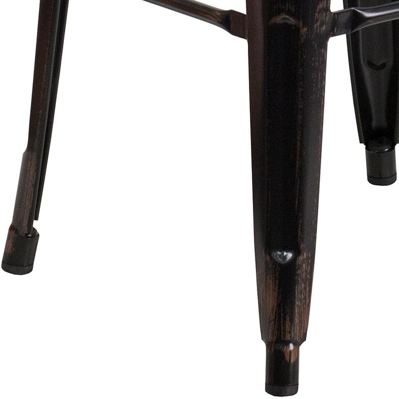 30" High Backless Black-Antique Gold Metal Indoor-Outdoor Barstool with Seat. Picture 11