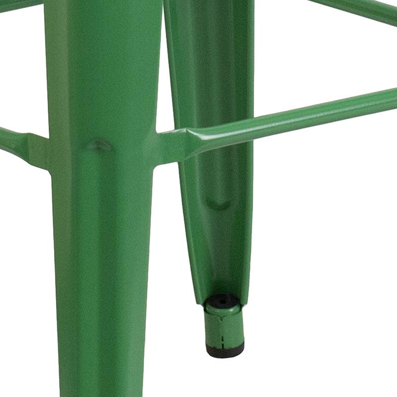 30" High Backless Green Metal Indoor-Outdoor Barstool with Square Seat. Picture 7