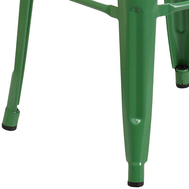 30" High Backless Green Metal Indoor-Outdoor Barstool with Square Seat. Picture 11
