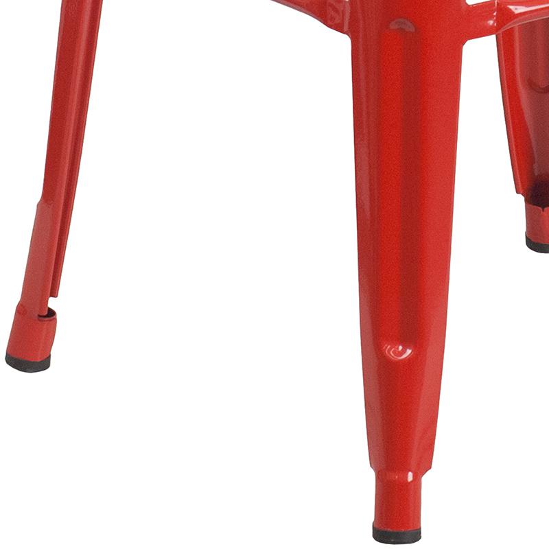 Commercial Grade 30" High Backless Red Metal Indoor-Outdoor Barstool with Square Seat. Picture 8