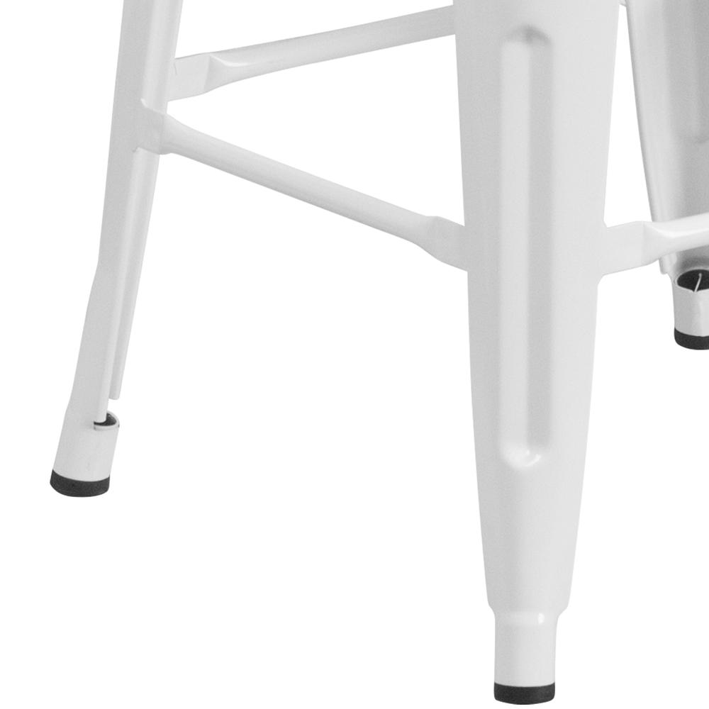 Commercial Grade 30" High Backless White Metal Indoor-Outdoor Barstool with Square Seat. Picture 5