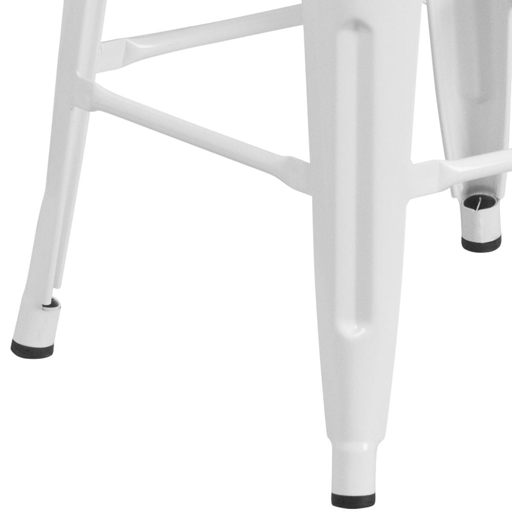 30" High Backless White Metal Barstool with Square Wood Seat. Picture 4