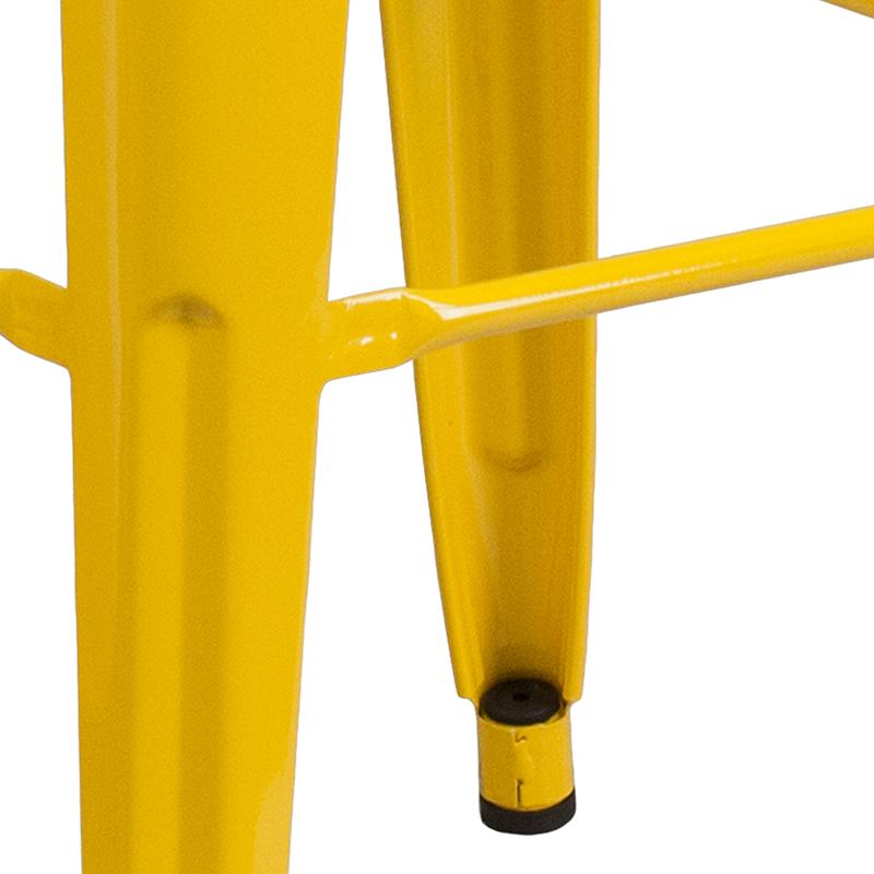 30" High Backless Yellow Metal Indoor-Outdoor Barstool with Square Seat. Picture 8