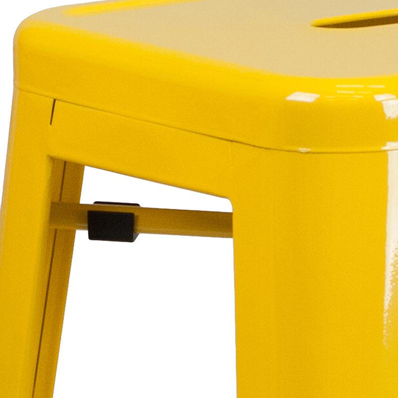 30" High Backless Yellow Metal Indoor-Outdoor Barstool with Square Seat. Picture 9