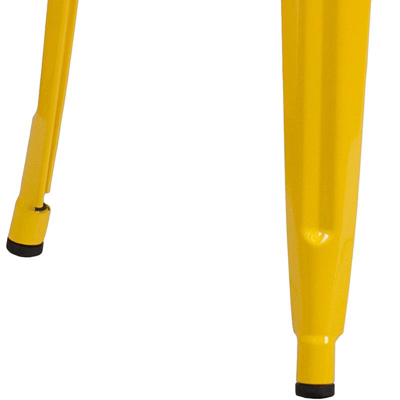 Commercial Grade 30" High Backless Yellow Metal Indoor-Outdoor Barstool with Square Seat. Picture 3