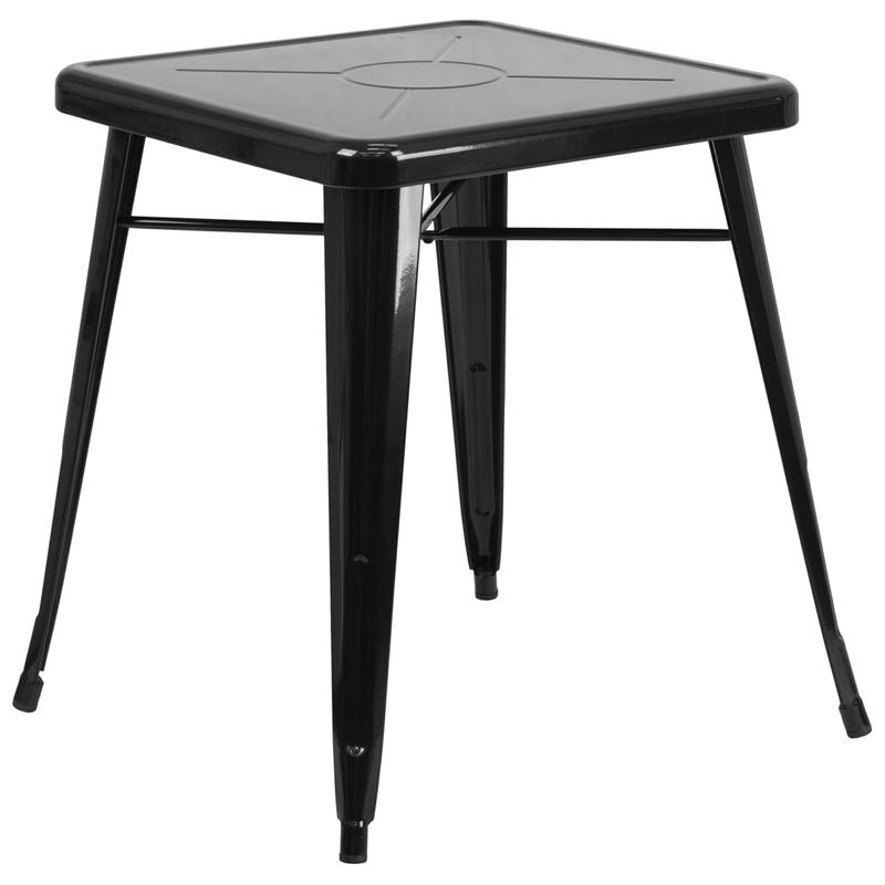 Commercial Grade 23.75" Square Black Metal Indoor-Outdoor Table. Picture 1