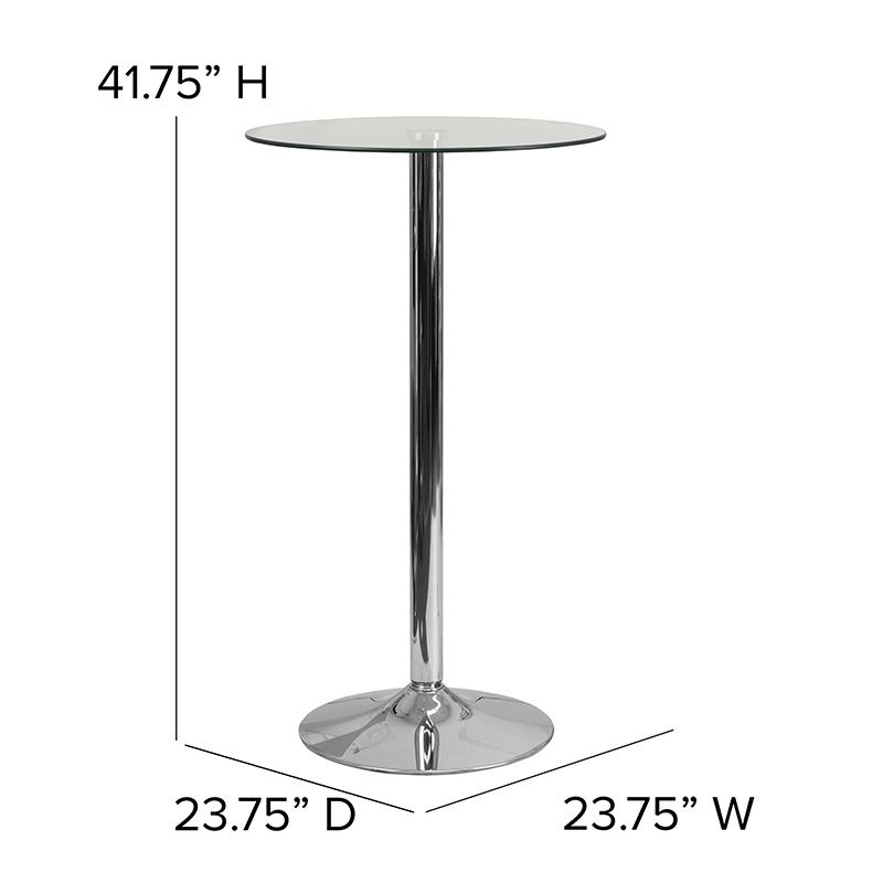 23.75'' Round Glass Table with 41.75''H Chrome Base. Picture 5