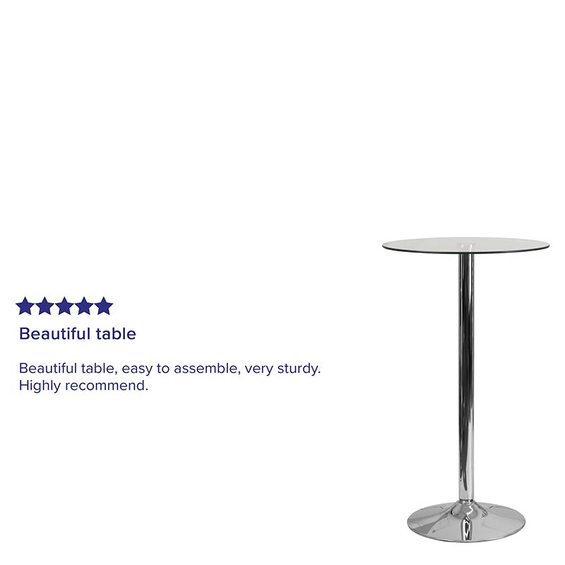 23.75'' Round Glass Table with 41.75''H Chrome Base. Picture 4