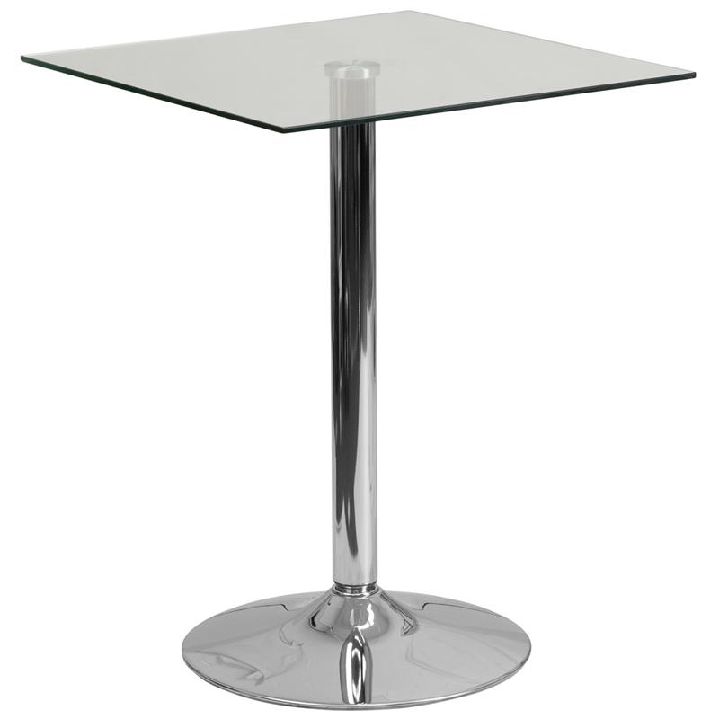 23.75'' Square Glass Table with 30''H Chrome Base. The main picture.