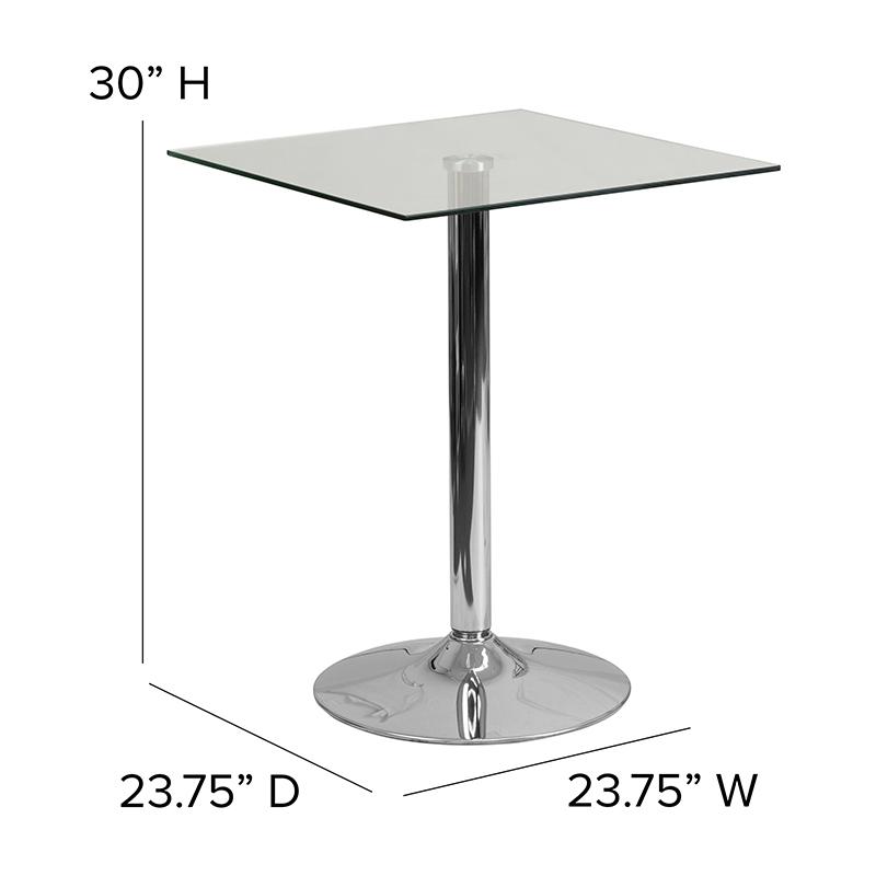 23.75'' Square Glass Table with 30''H Chrome Base. Picture 6
