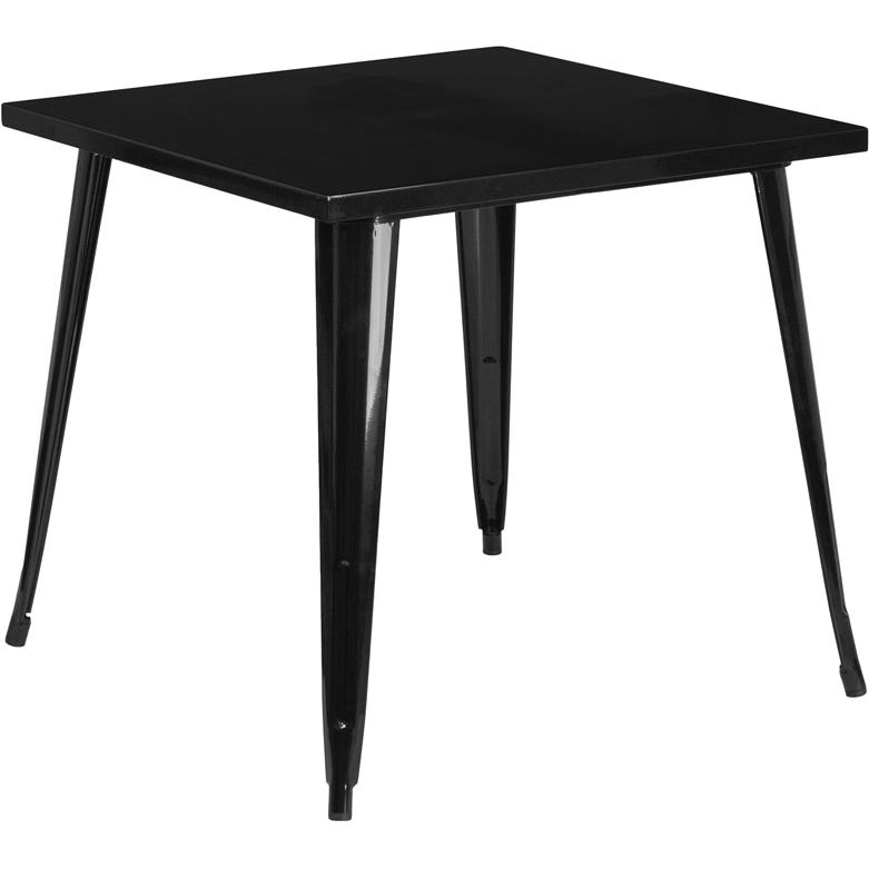 Commercial Grade 31.75" Square Black Metal Indoor-Outdoor Table. Picture 2