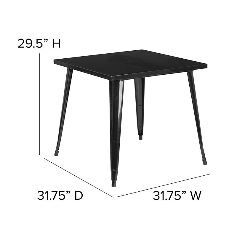 Commercial Grade 31.75" Square Black Metal Indoor-Outdoor Table. Picture 5