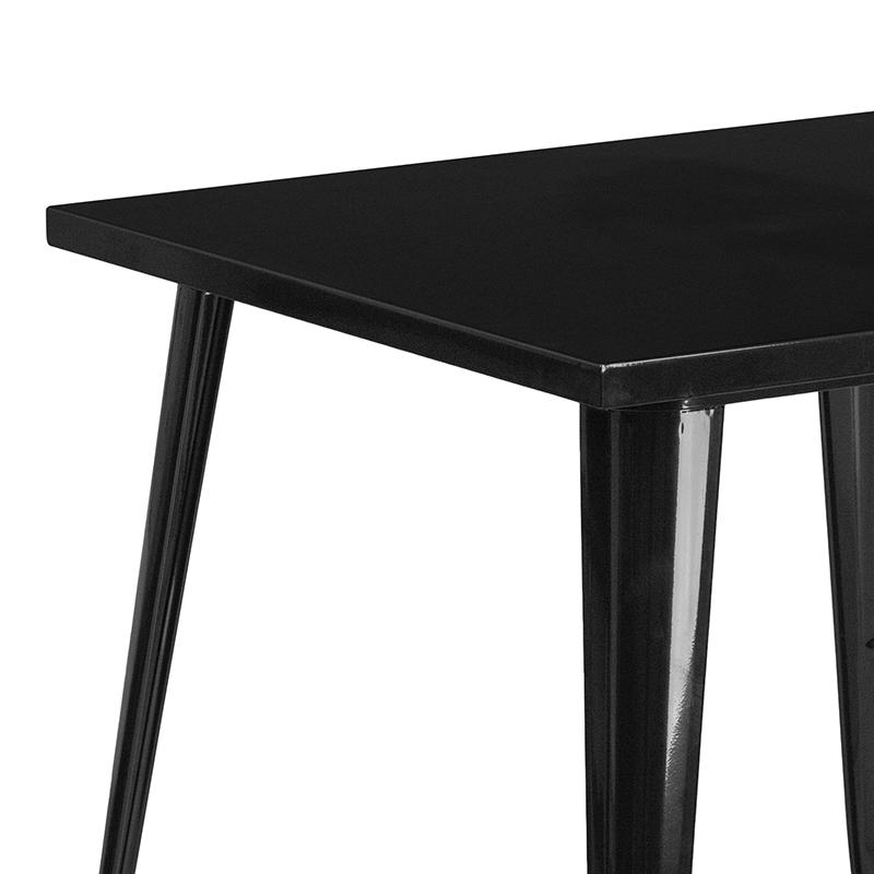 Commercial Grade 31.75" Square Black Metal Indoor-Outdoor Table. Picture 6