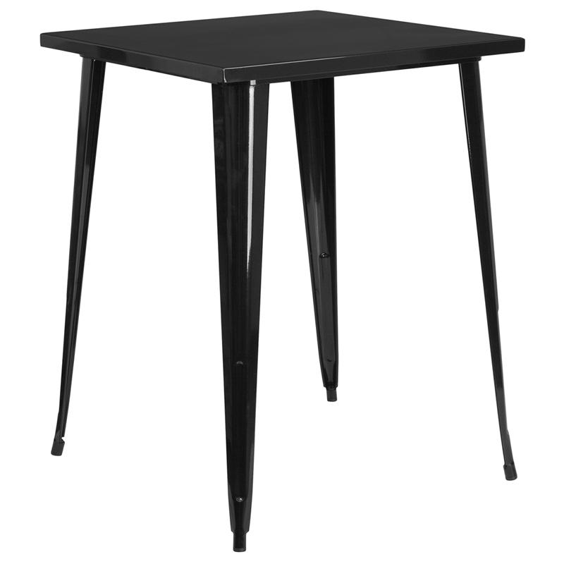 Commercial Grade 31.5" Square Black Metal Indoor-Outdoor Bar Height Table. Picture 2
