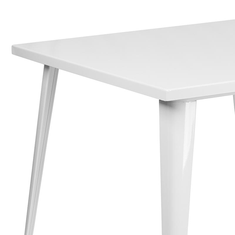 Commercial Grade 35.5" Square White Metal Indoor-Outdoor Table. Picture 7