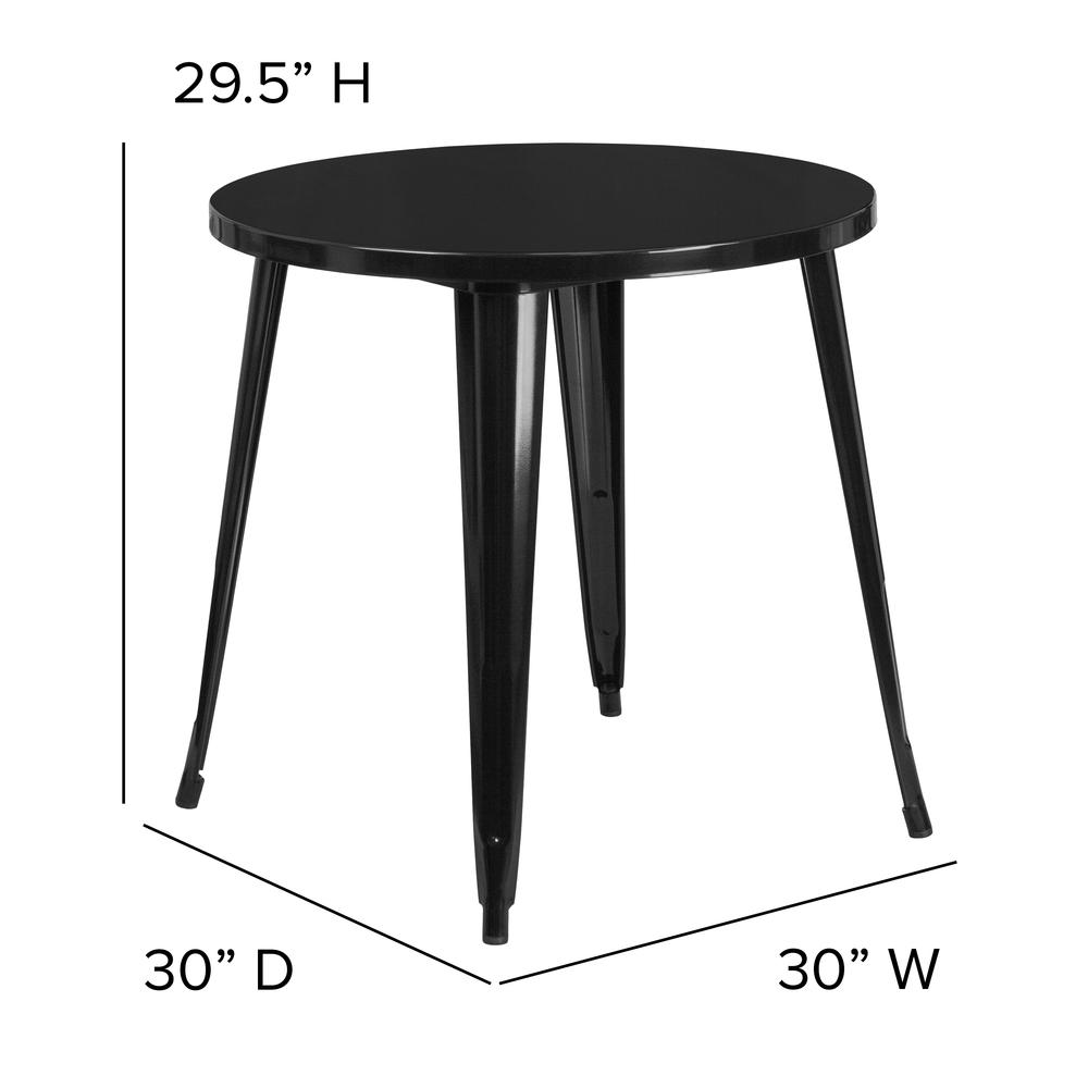 Commercial Grade 30" Round Black Metal Indoor-Outdoor Table. Picture 2