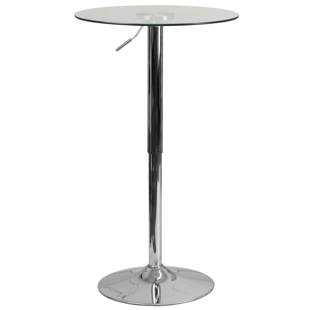 23.5'' Round Adjustable Height Glass Table (Adjustable Range 33.5'' - 41''). Picture 1