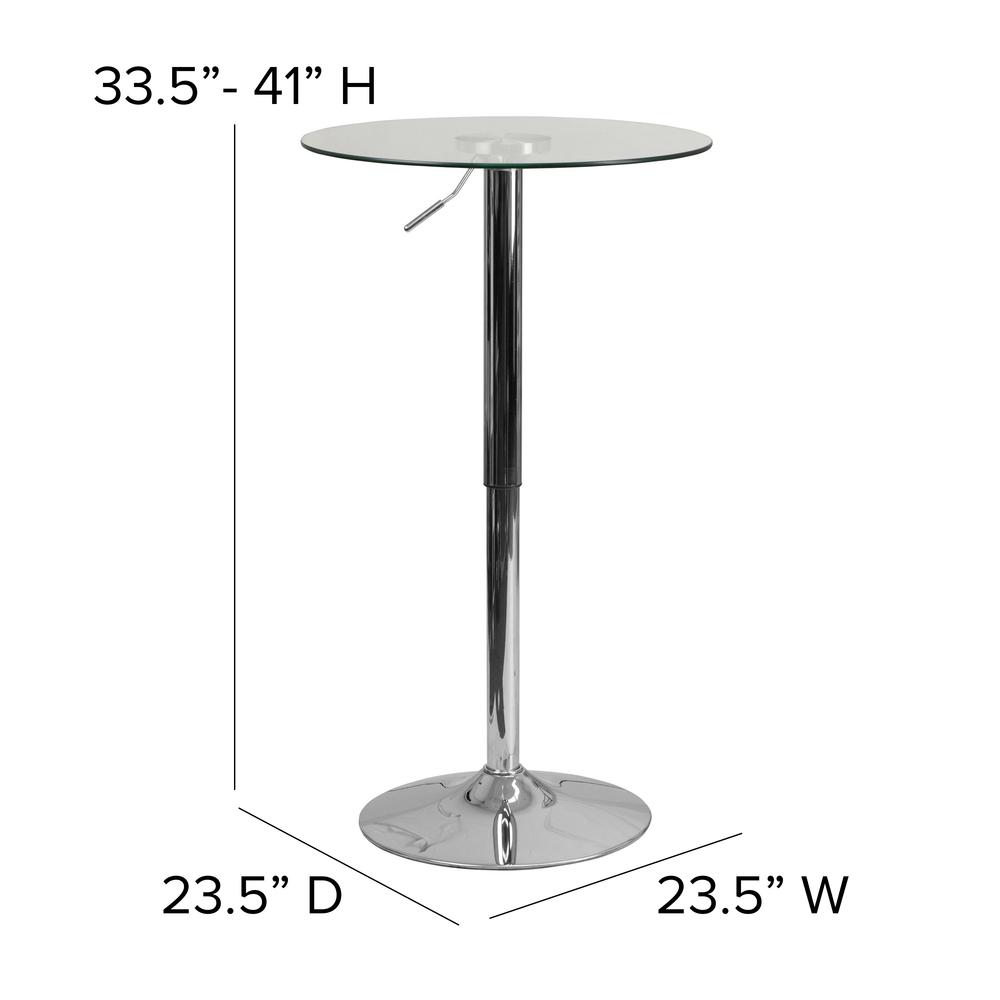 23.5'' Round Adjustable Height Glass Table (Adjustable Range 33.5'' - 41''). Picture 2