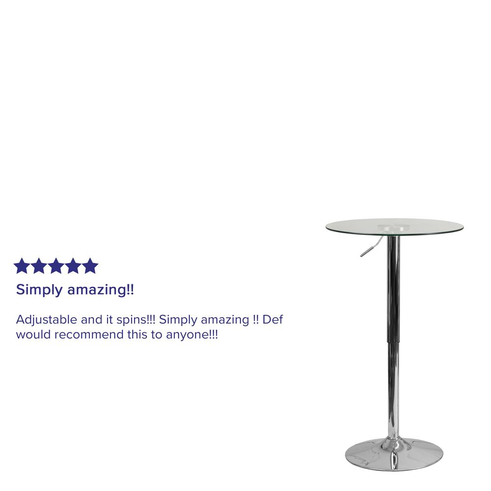 23.5'' Round Adjustable Height Glass Table (Adjustable Range 33.5'' - 41''). Picture 4