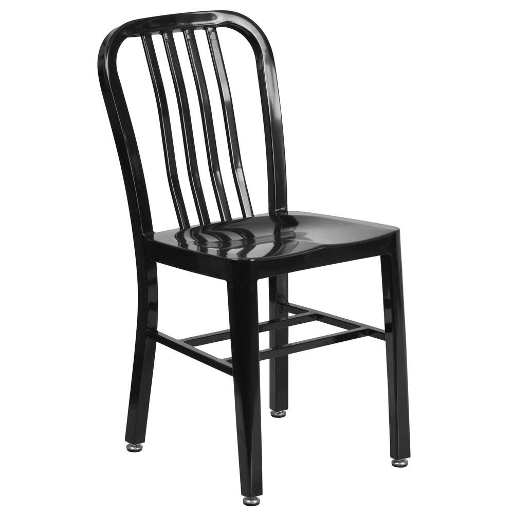 Commercial Grade Black Metal Indoor-Outdoor Chair. Picture 1