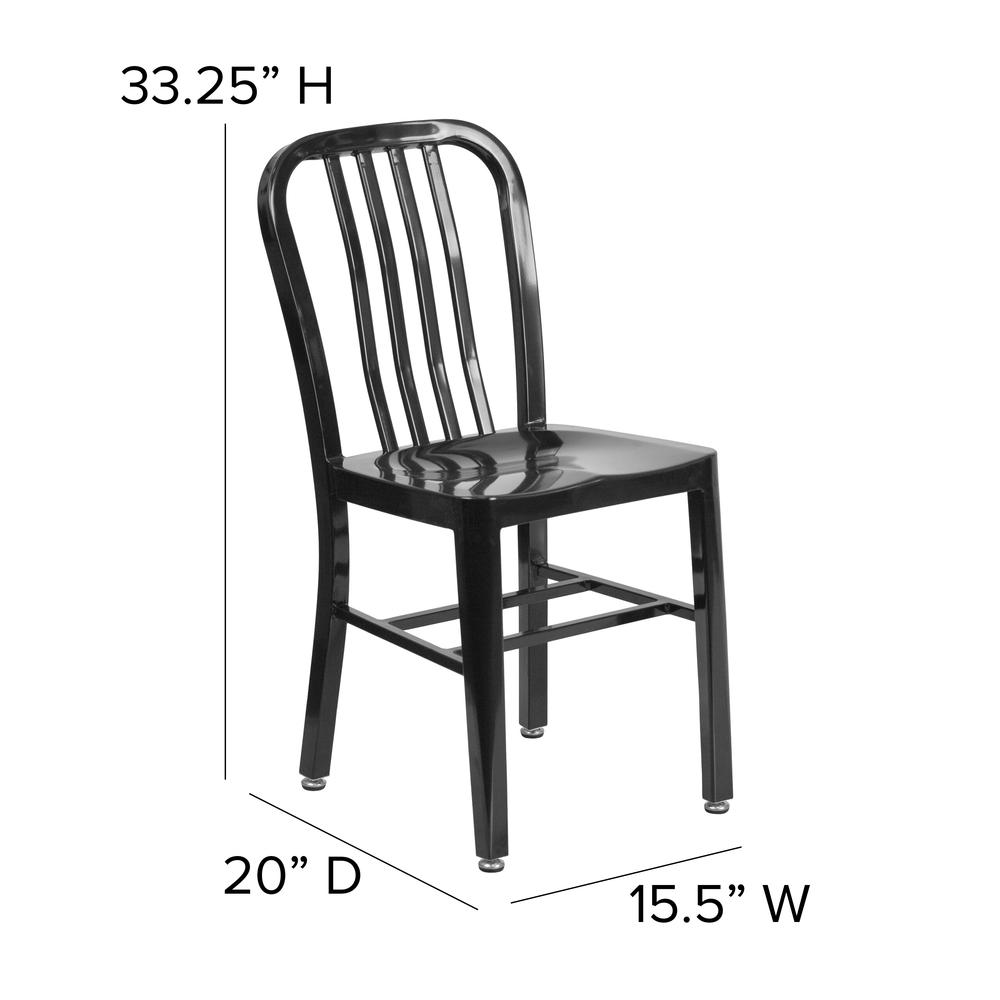 Commercial Grade Black Metal Indoor-Outdoor Chair. Picture 2