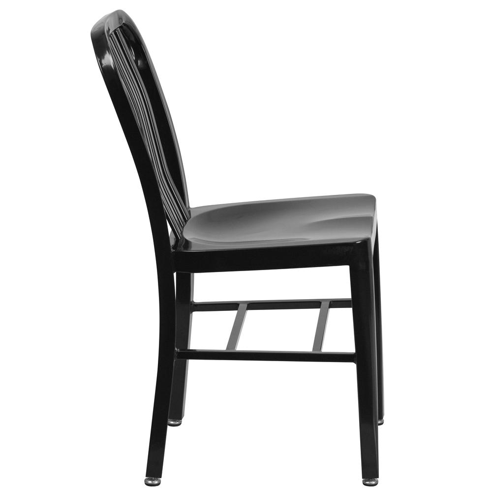 Commercial Grade Black Metal Indoor-Outdoor Chair. Picture 3