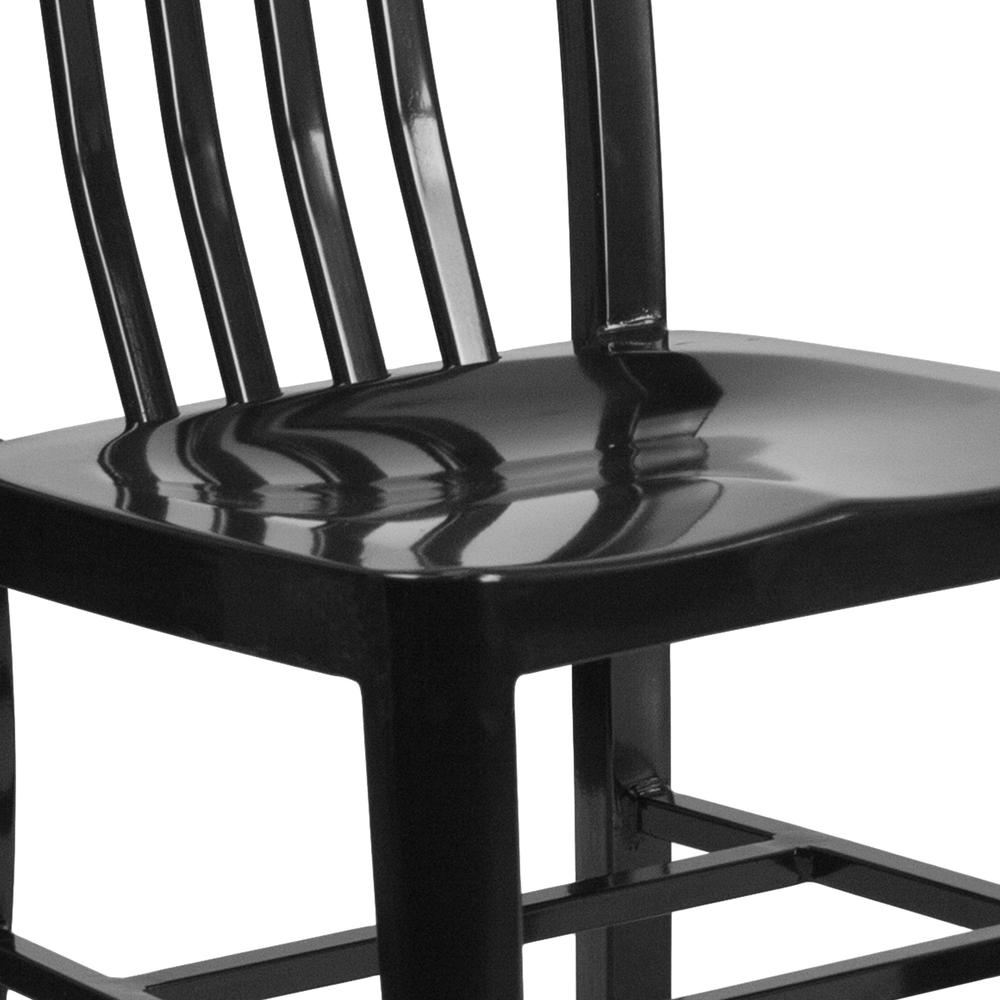 Commercial Grade Black Metal Indoor-Outdoor Chair. Picture 7