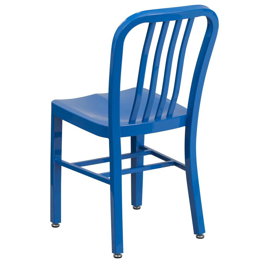 Commercial Grade Blue Metal Indoor-Outdoor Chair. Picture 4