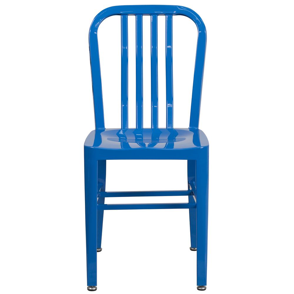 Commercial Grade Blue Metal Indoor-Outdoor Chair. Picture 5