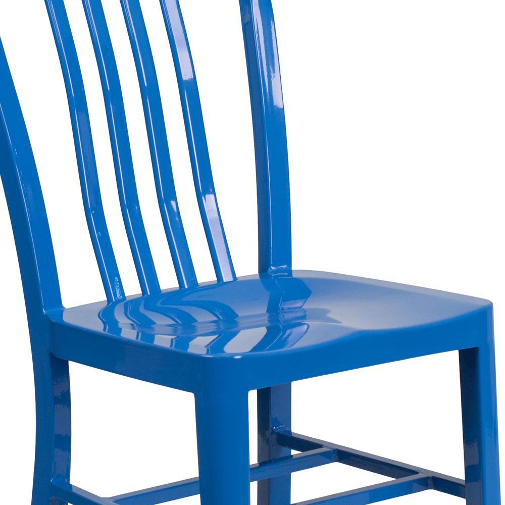 Commercial Grade Blue Metal Indoor-Outdoor Chair. Picture 6