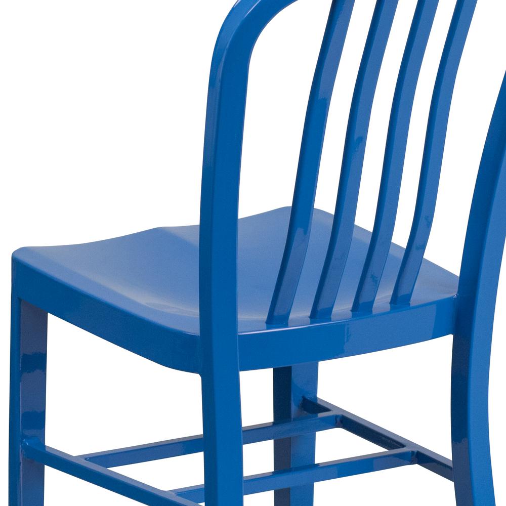 Commercial Grade Blue Metal Indoor-Outdoor Chair. Picture 7
