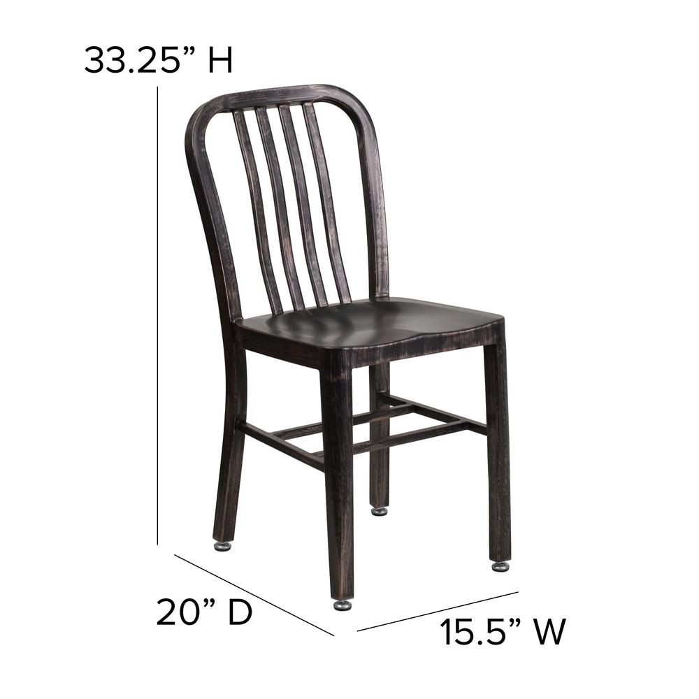 Commercial Grade Black-Antique Gold Metal Indoor-Outdoor Chair. Picture 2