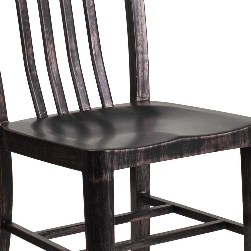 Commercial Grade Black-Antique Gold Metal Indoor-Outdoor Chair. Picture 7