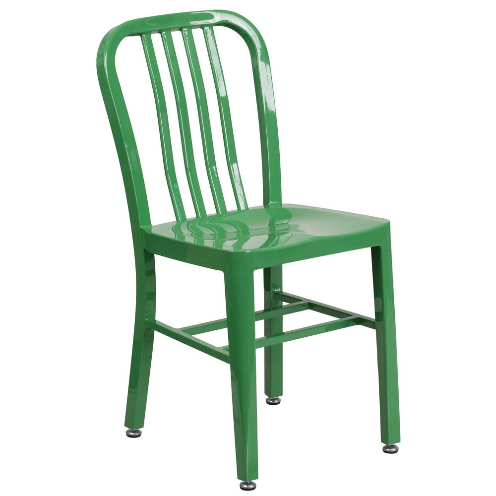 Commercial Grade Green Metal Indoor-Outdoor Chair. Picture 1