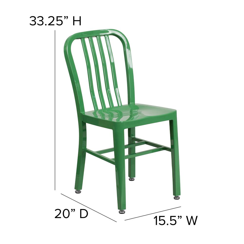 Commercial Grade Green Metal Indoor-Outdoor Chair. Picture 2