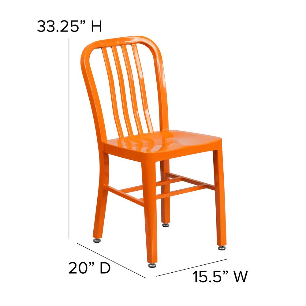 Commercial Grade Orange Metal Indoor-Outdoor Chair. Picture 2