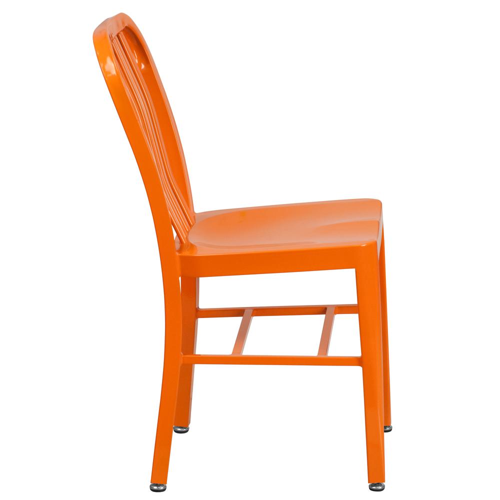 Commercial Grade Orange Metal Indoor-Outdoor Chair. Picture 3