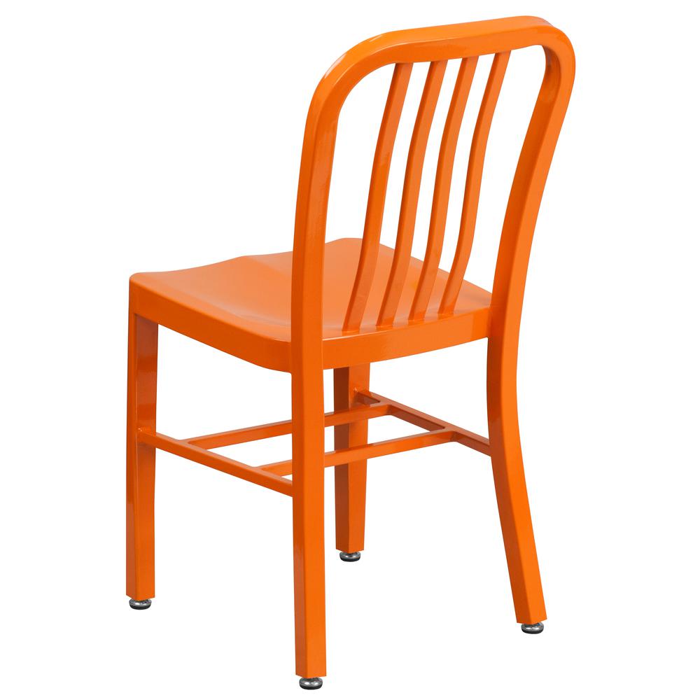 Commercial Grade Orange Metal Indoor-Outdoor Chair. Picture 4