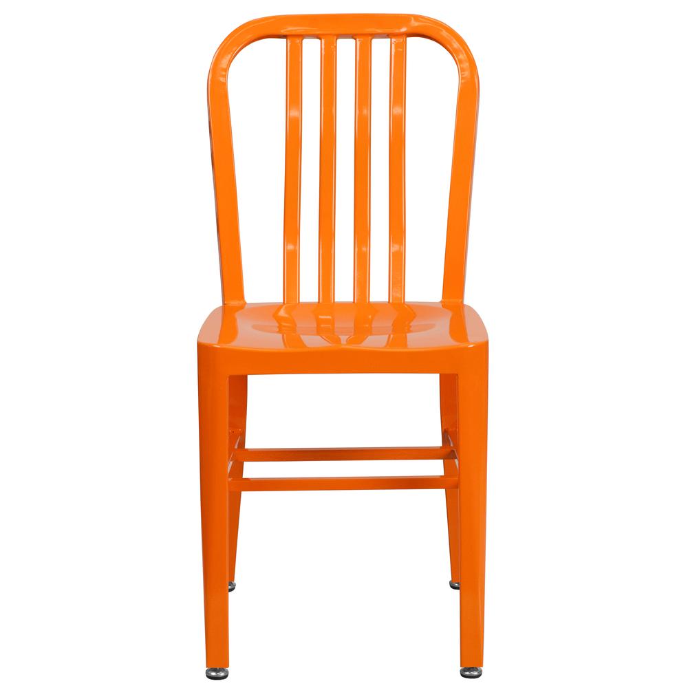 Commercial Grade Orange Metal Indoor-Outdoor Chair. Picture 5